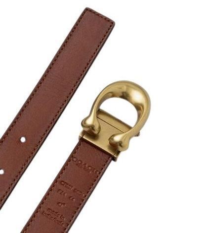 Шкіряний ремінь Coach Sculpted C Buckle, світло-коричневий coach104 фото
