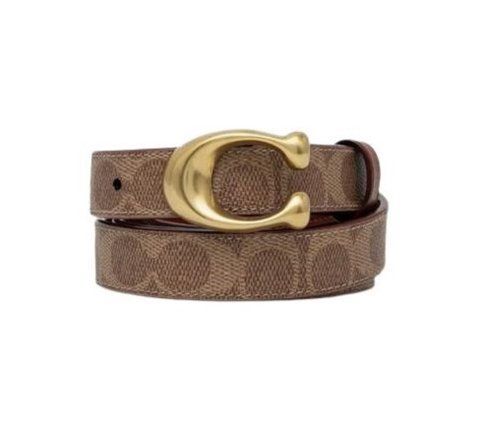 Шкіряний ремінь Coach Sculpted C Buckle, світло-коричневий coach104 фото