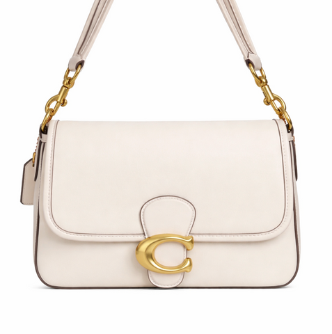 Жіноча шкіряна сумка Coach Soft Tabby Shoulder Bag Brass/Chalk coach164 фото