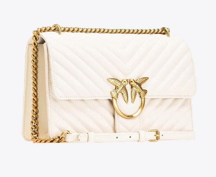 Жіноча шкіряна сумка Pinko Classic Love Bag One Chevron White pink02 фото