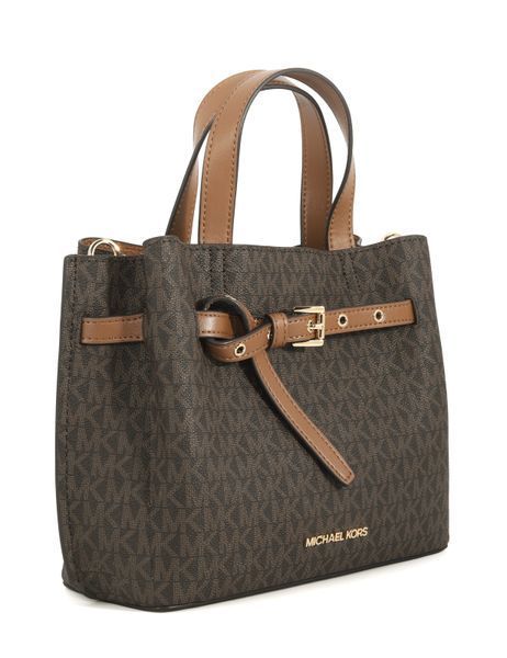 Жіноча сумка Michael Kors Emilia Small Logo Satchel Brown mk04 фото