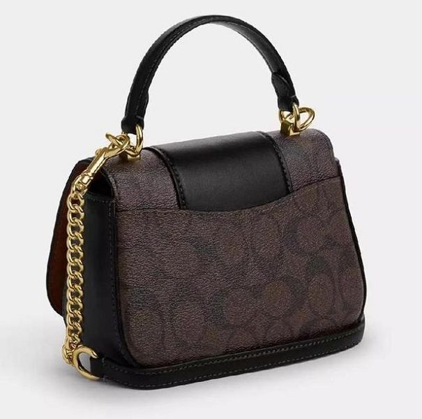 Шкіряна сумка Coach Lysa з верхньою ручкою, коричнева coach019 фото