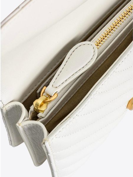 Жіноча шкіряна сумка крос-боді Pinko Mini Love Bag Icon V Quilt White pink07 фото