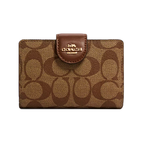 Шкіряний гаманець Coach Medium Corner Zip, коричневий coach071 фото