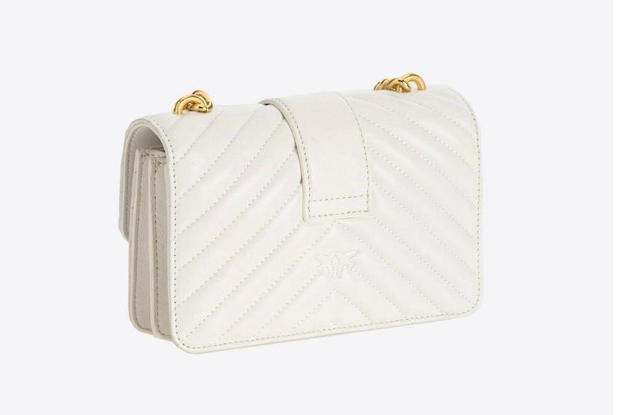 Жіноча шкіряна сумка крос-боді Pinko Mini Love Bag Icon V Quilt White pink07 фото