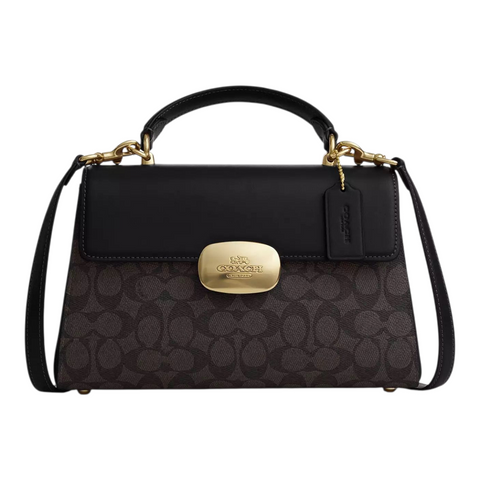 Сумка Coach Eliza Top Handle, коричнево-чорна coach074 фото