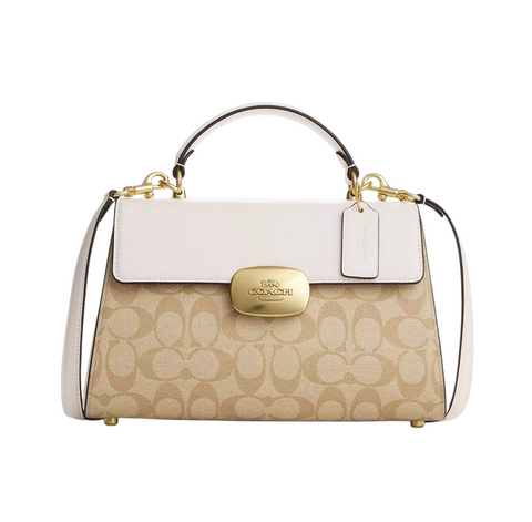 Сумка Coach Eliza з верхньою ручкою, Signature Canvas, бежева coach075 фото