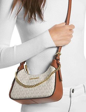 Жіноча сумка Michael Kors Wilma Medium Leather Brown/White mk16 фото