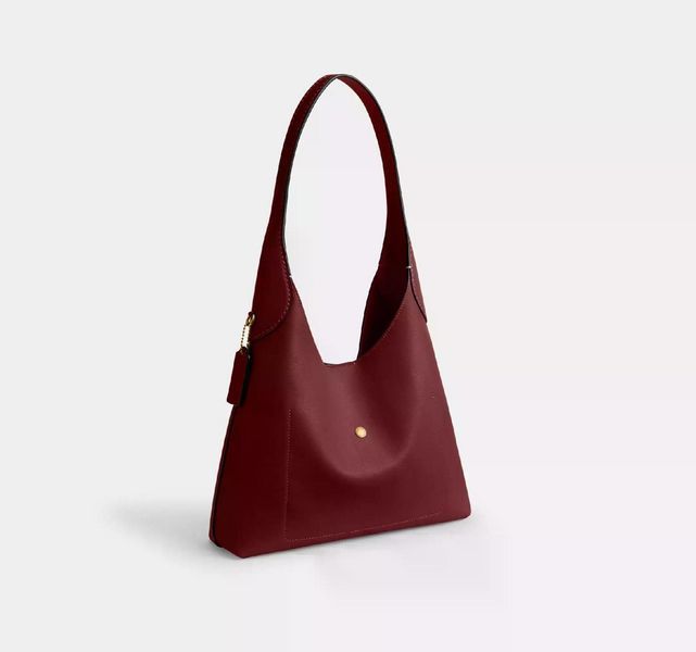 Шкіряна жіноча сумка Coach Brooklyn Shoulder 28, Dark Ruby coach129 фото