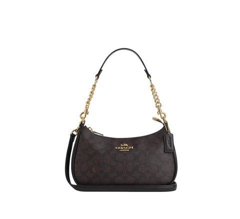 Жіноча сумка Coach Teri Signature Canvas, темно-коричнева coach084 фото