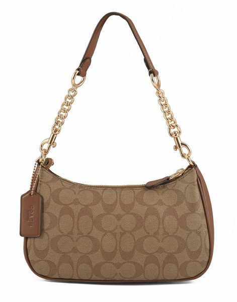 Жіноча сумка сумка Coach Teri Signature canvas, колір khaki/brown coach086 фото