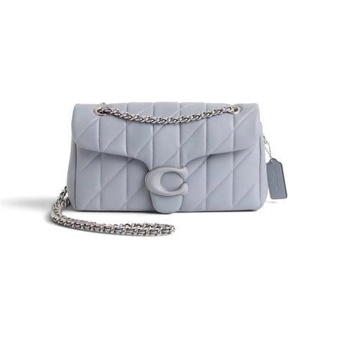 Жіноча шкіряна сумка Coach Tabby 26 Quilted, сіро-блакитна coach19081 фото
