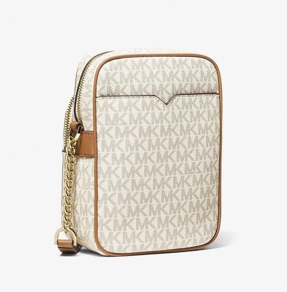Cумка жіноча Michael Kors Jet Set Travel Medium Logo Crossbody Vanilla/Acorn mk26 фото