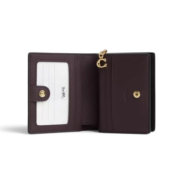 Гаманець Coach Snap Wallet In Signature Canvas Gold Walnut Black, темно-коричневий coach179 фото