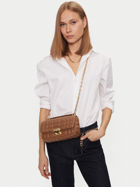 Жіноча сумка Michael Kors Tribeca Large Quilted Leather Shoulder Brown mk31 фото