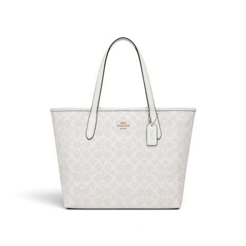 Сумка-тоут Coach City Tote In Signature Canvas біла coach193 фото