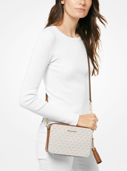 Cумка жіноча Michael Kors Ginny Medium Logo Crossbody Vanilla mk34 фото