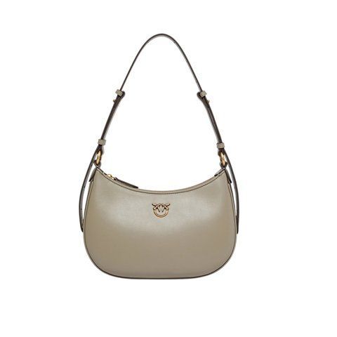 Жіноча шкіряна сумка Pinko Half Moon Mini Shoulder Bag, бежева pink17 фото