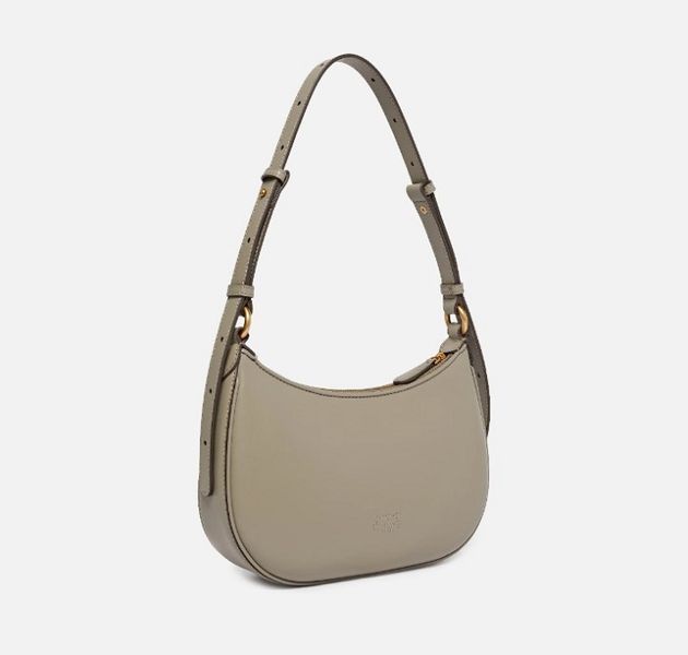 Жіноча шкіряна сумка Pinko Half Moon Mini Shoulder Bag, бежева pink17 фото
