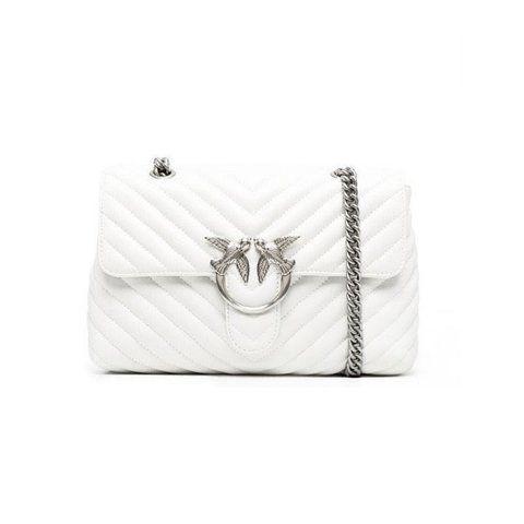 Жіноча шкіряна сумка Pinko Love Lady Puff White/Silver pink18 фото