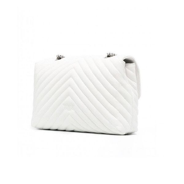 Жіноча шкіряна сумка Pinko Love Lady Puff White/Silver pink18 фото