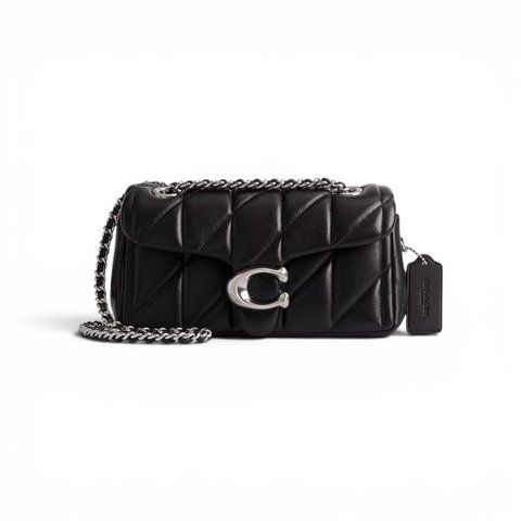 Жіноча шкіряна сумка Coach Tabby 20 Pillow Quilting, Silver/Black coach170 фото