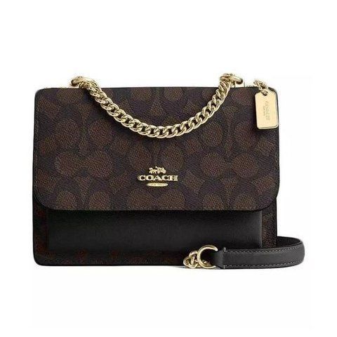 Шкіряна сумка через плече Coach Mini Klare Signature Canvas, чорно-коричнева coach171 фото