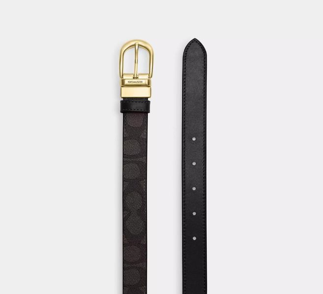 Шкіряний ремінь Coach Harness 25 мм Gold/Walnut/Black coach102 фото