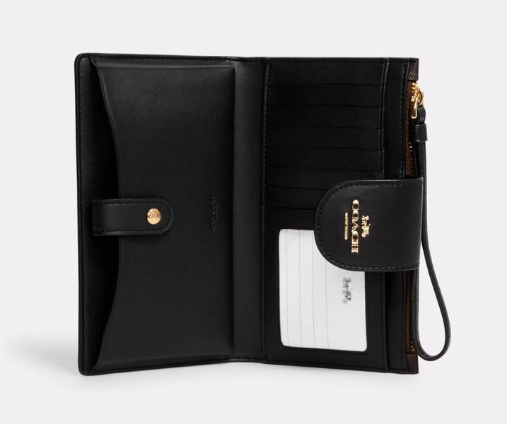 Гаманець Coach Medium Corner Zip з монограмою Signature, коричнево-чорний coach002 фото