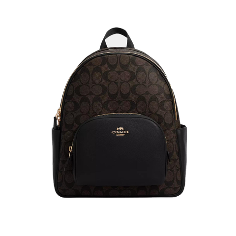 Шкіряний рюкзак Coach Court Signature Canvas, коричнево-чорний coach003 фото
