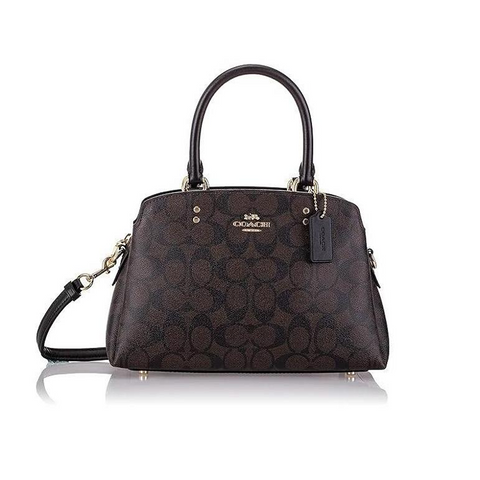 Шкіряна сумка Coach Mini Lillie Carryall, темно-коричнева coach059 фото