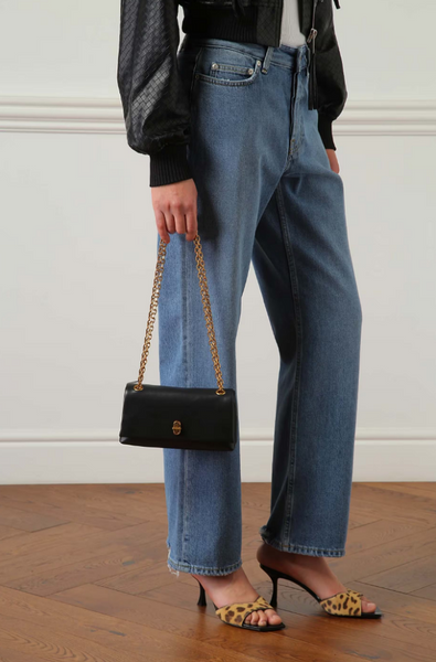 Жіноча шкіряна сумка Marc Jacobs The Dual Chain Wallet чорна mj43 фото