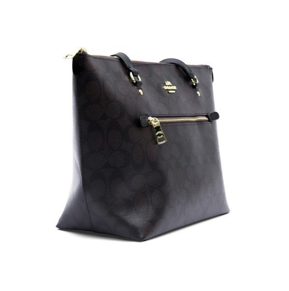 Жіноча шкіряна сумка Coach Gallery Tote, темно-коричнева coach062 фото