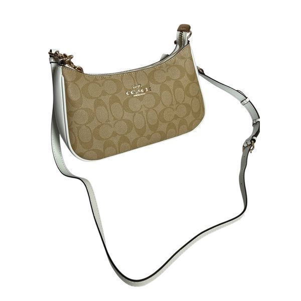 Жіноча шкіряна сумка Coach Teri Signature, Gold/Sand/Chalk оздоблення Sand coach168 фото